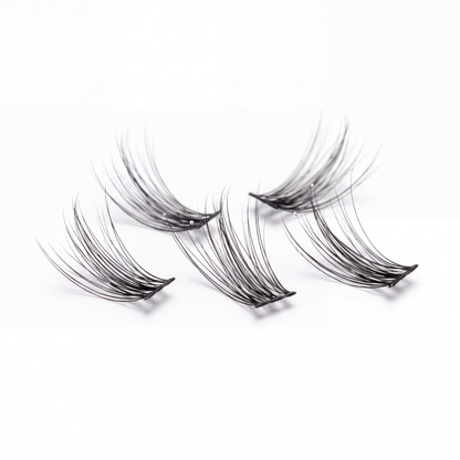 Lashling lash clusters macro — natural wispy D-curl fans